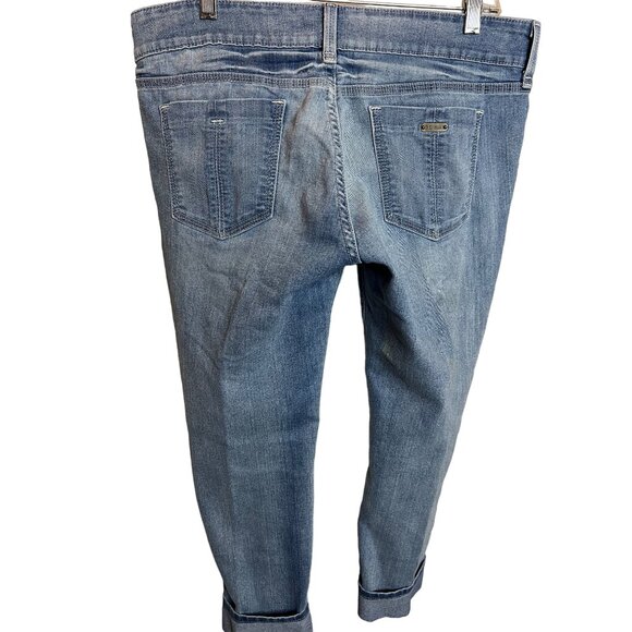 G by guess mid rise jeans size 31 stretch medium wash cuffed Y2K - Picture 4 of 14